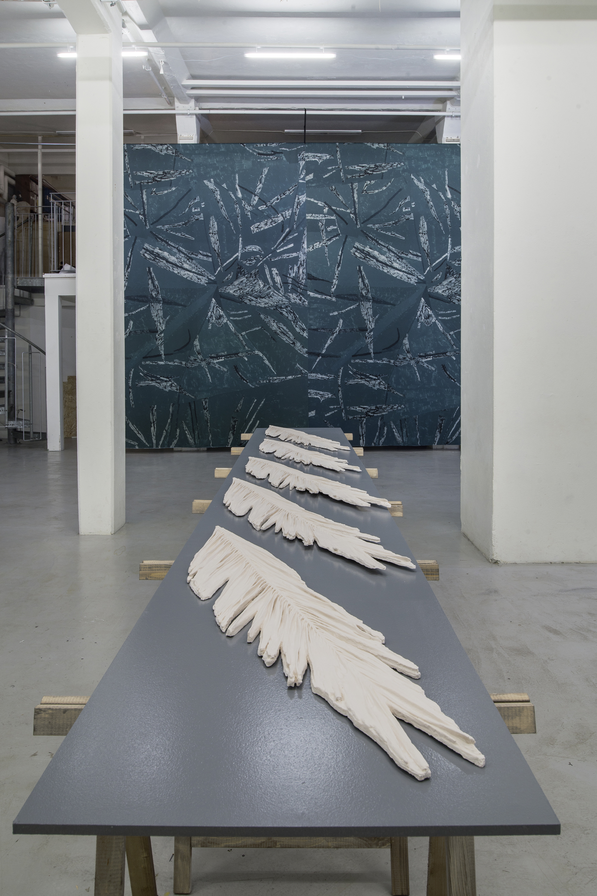 MCMXII (2017-2018), 123 x 25 cm, jesmonite. Installation view, solo exhibition Flatbed, at 3:e Våningen, Gothenburg.